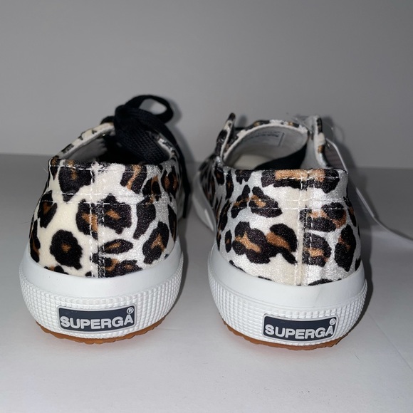 NWOB Superga Velvet White Leopard Sneakers - Picture 6 of 10